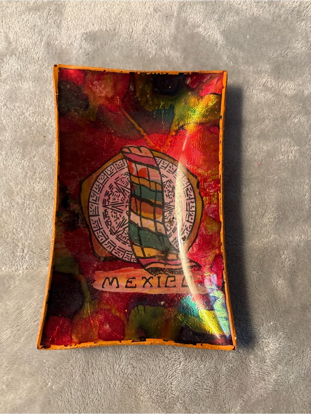 Mexican Foil Glass Art Plate